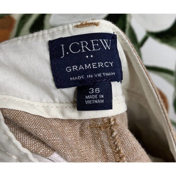 J Cew Factory Mens Size 36 Brown Linen Blend Flat Front Casual Shorts - Picture 3 of 5